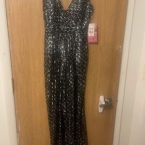 Emerald Sundae Black Dress with Silver Sequins